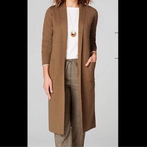 J. Jill Brown Neutral Classic Long Line Shawl Duster Cardigan Wool Blend XL Tall